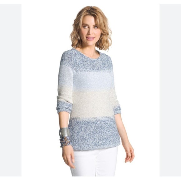 Chicos Jewel Stripe Knit Sweater Size 0 / Small - Picture 1 of 5